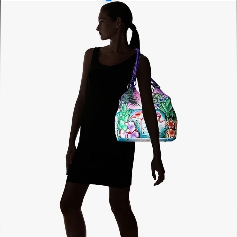 ANUSCHKA 🌷ANNA BY ANUSCHKA LEATHER HAND-PAINTED TRIPLE COMPARTMENT SATCHEL - Picture 16 of 16